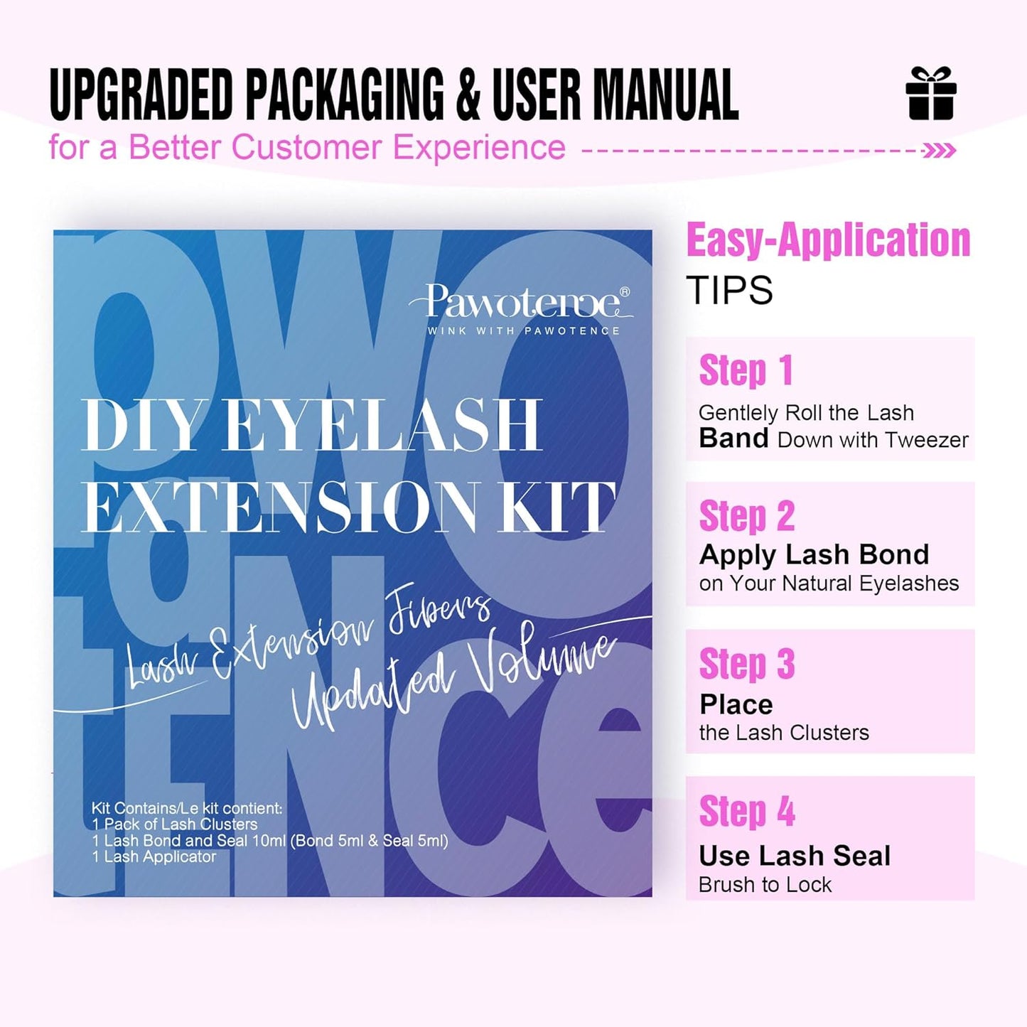 Lash Extension Kit 280pc (30D&40D, 0.07D, 9-16mm, Kit) Pawotence