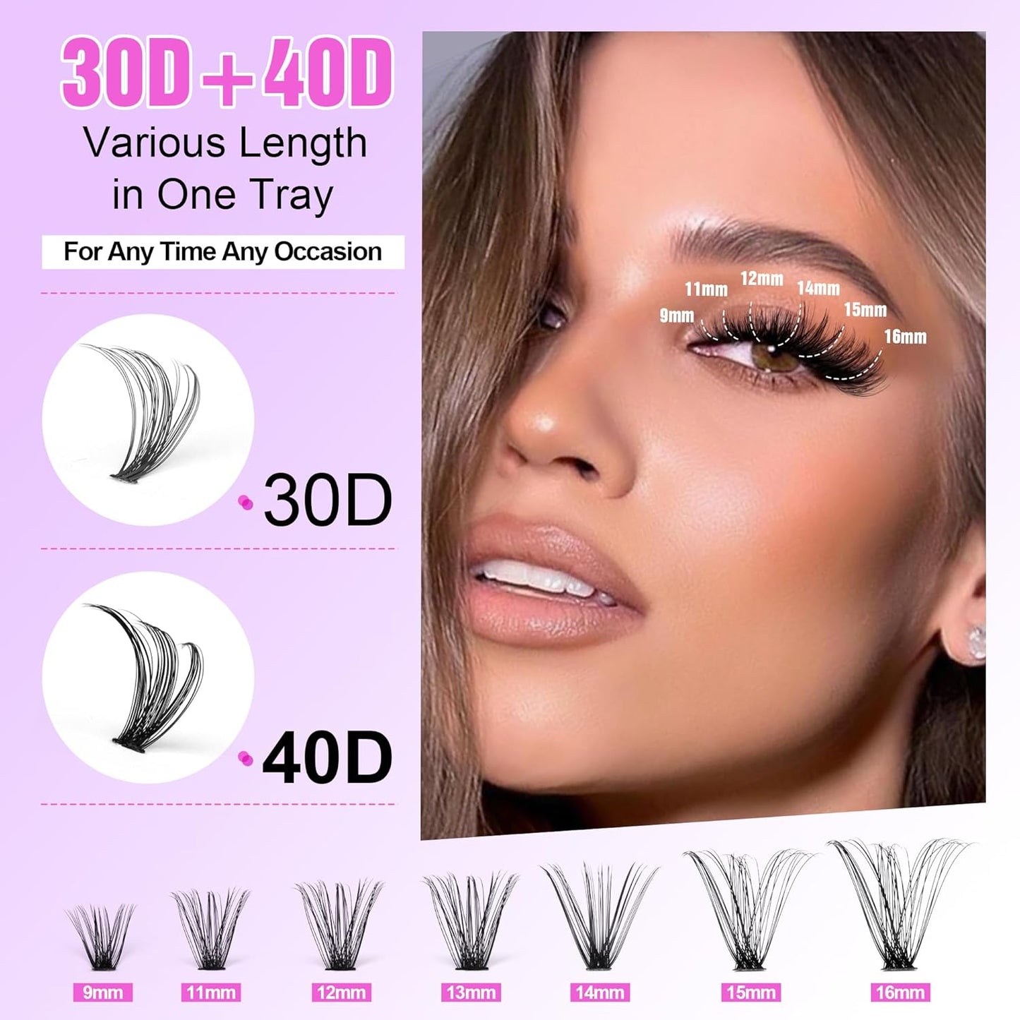 Lash Extension Kit 280pc (30D&40D, 0.07D, 9-16mm, Kit) Pawotence