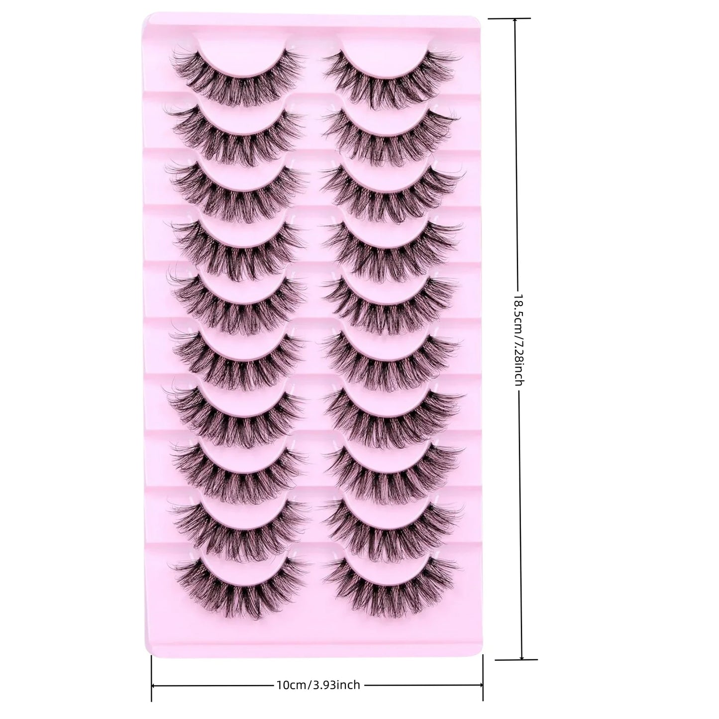 10 Pairs Natural Fluffy Eyelashes Wispy Lashes 3D Volume Strip Lashes D Curl Eyelashes with Clear Band Eye Lashes