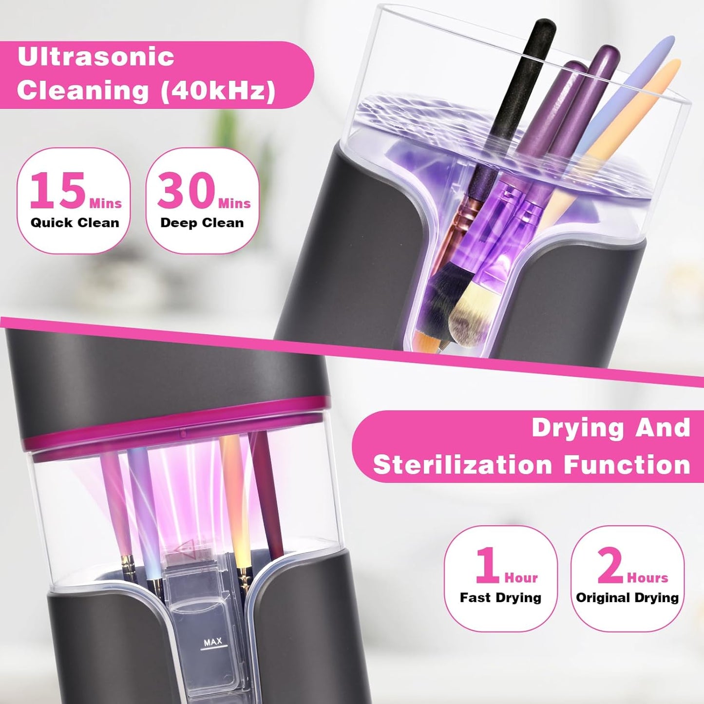 LuxeBrush: 2-in-1 Ultrasonic Cleaner & Dryer