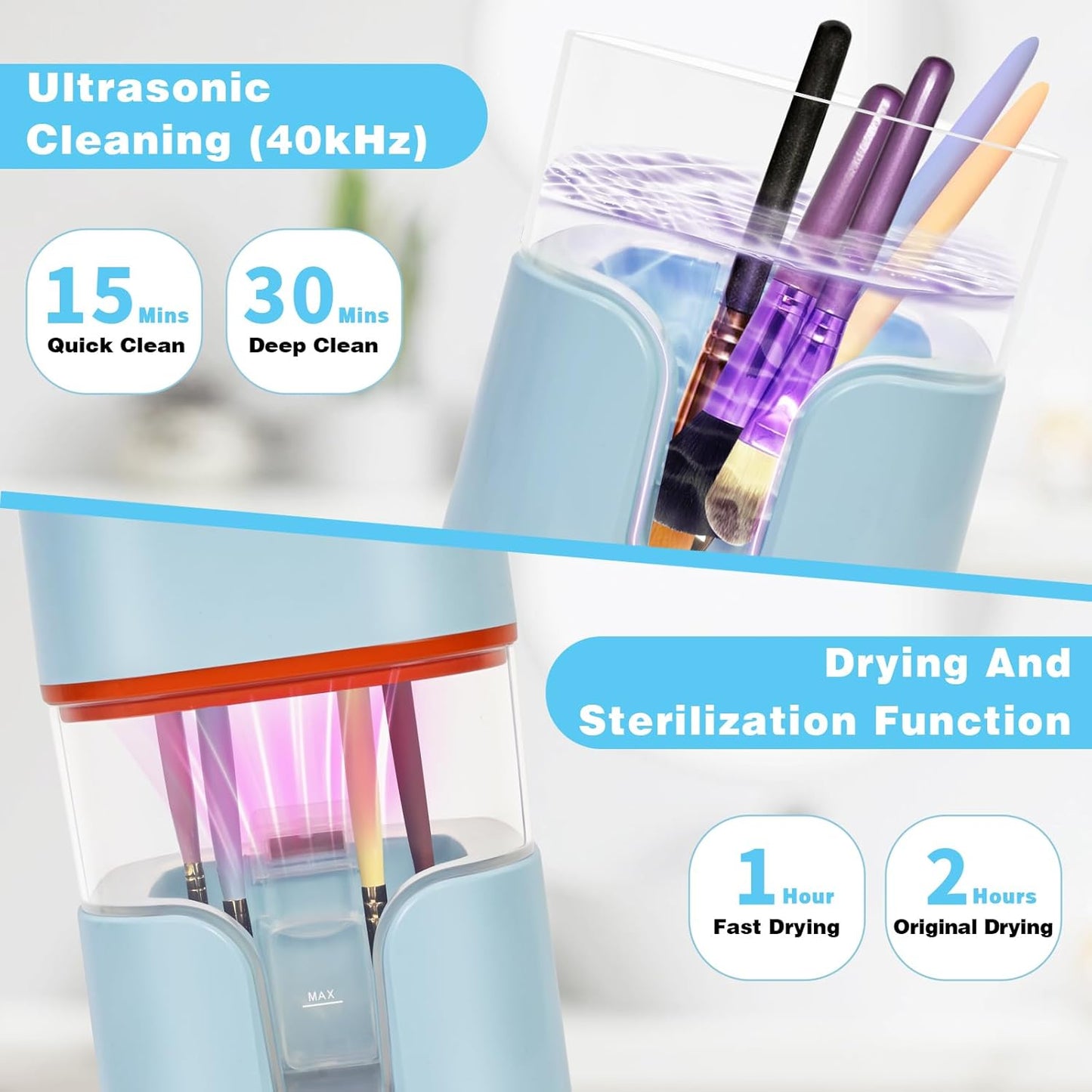 LuxeBrush: 2-in-1 Ultrasonic Cleaner & Dryer