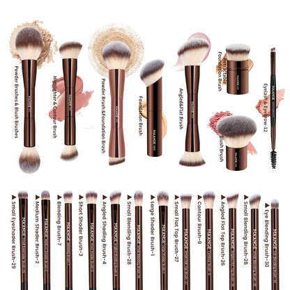 20pcs/set Makeup Brushes DOUBLE ENDED Foundation Concealers Blush Eye Shadows Brush for Liquid Cream Powder Blending