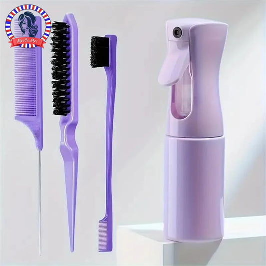 4pcs Hairdressing Tools Set spray Bottle Rat Tail Comb Teasing Hair Brush Edge Control Hair comb For Combing Smoothing Hair