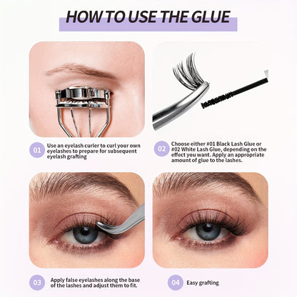 MAGEFY 640/680/800 Cluster False Eyelash Extension Kit, D Curl, 9-16mm Mixed Length, Includes Brush, Glue, Tweezers, Remover