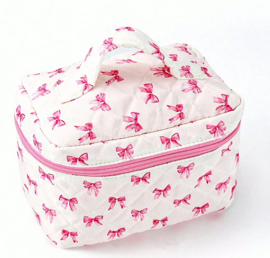 Marina Oliveira Artist Girlcore Bow Pattern Portable Makeup Bag